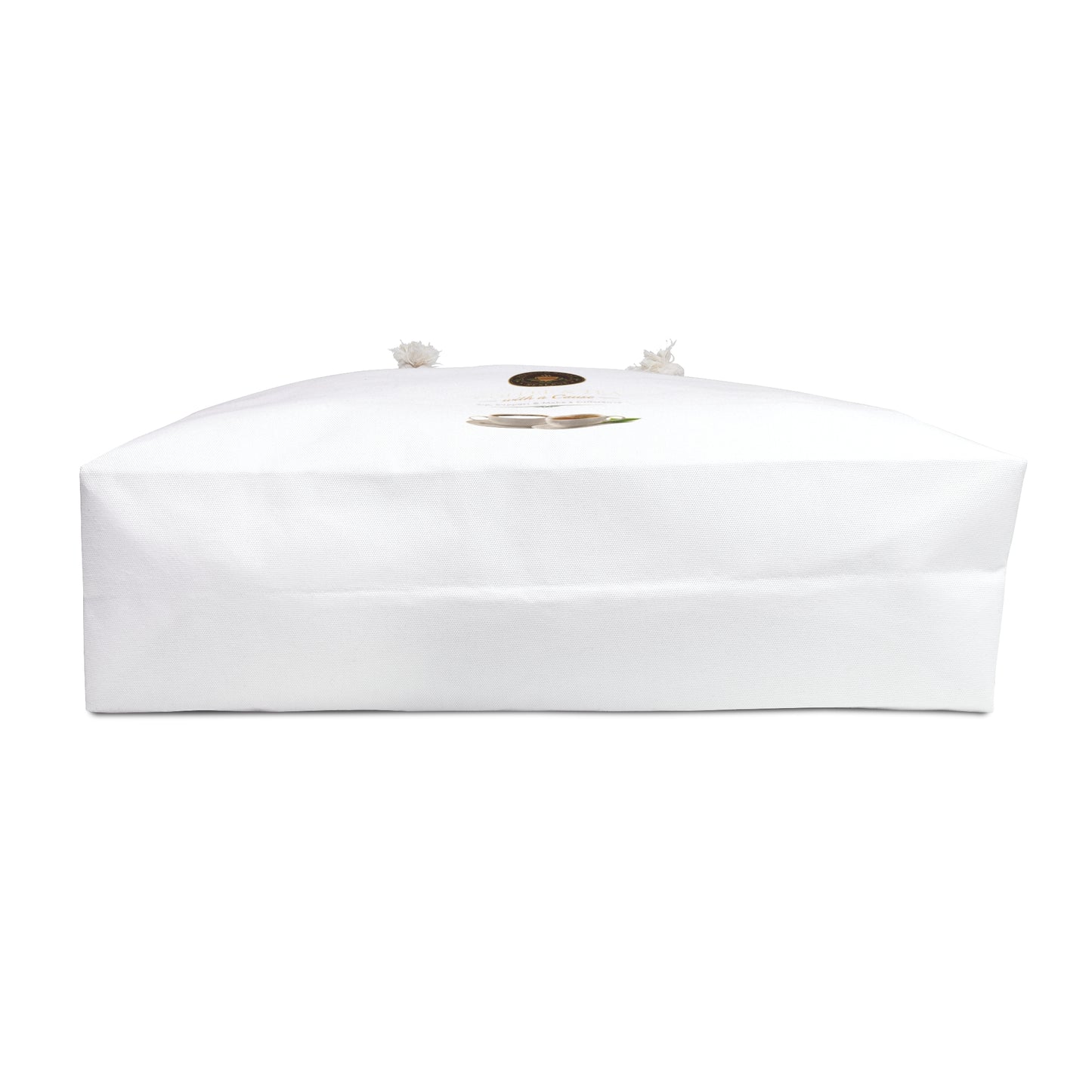 Coffee Lover Weekender Bag — White Tote with Espresso Cup Design