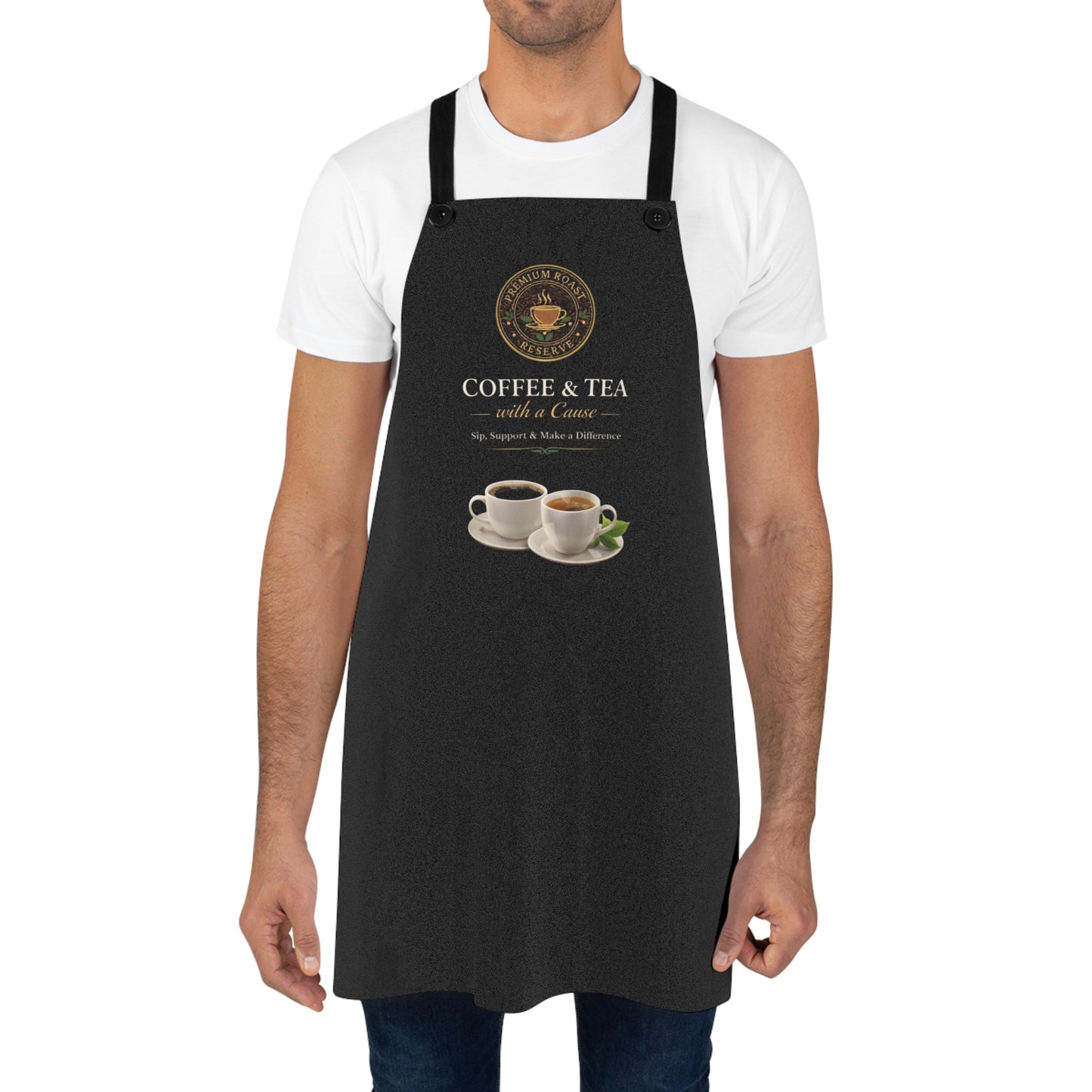 Coffee & Tea Apron — Barista Kitchen Apron with Cups Graphic