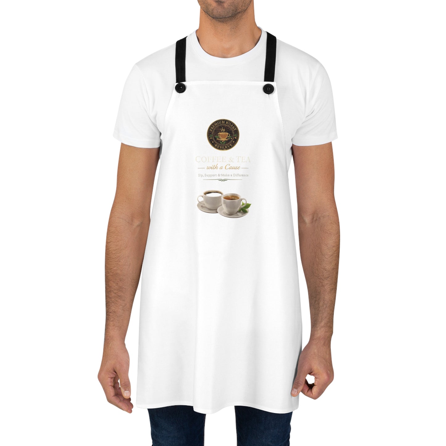 Coffee & Tea Apron – 'Coffee & Cream' Café Kitchen Apron with Cup Illustration