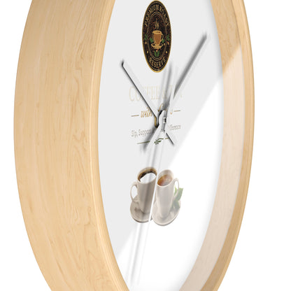 Coffee Lover Wall Clock — Café Logo & Espresso Cup Kitchen Decor