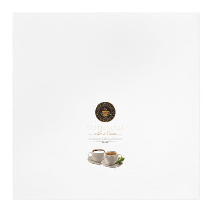 Coffee & Tea Tea Towel — 'Coffee & Tea Make a Cozy' Kitchen Dish Towel with Cups Design