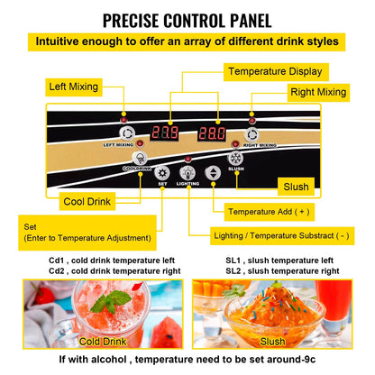 Commercial Slushy Machine, 15L*2Tank 1000W Stainless Steel Margarita Slushie Maker, Silver