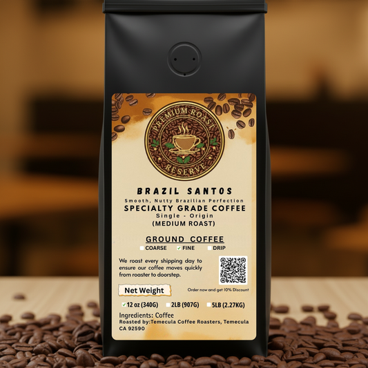 Brazil Santos (Medium Roast) Single Origin Coffee  | FINE GROUND GRIND
