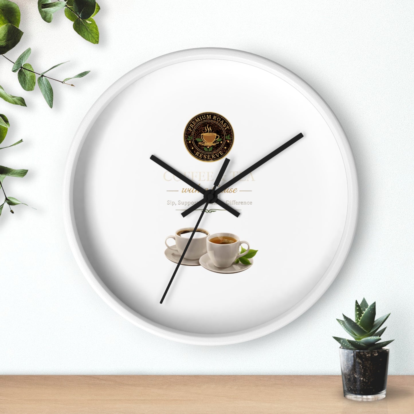 Coffee Lover Wall Clock — Café Logo & Espresso Cup Kitchen Decor