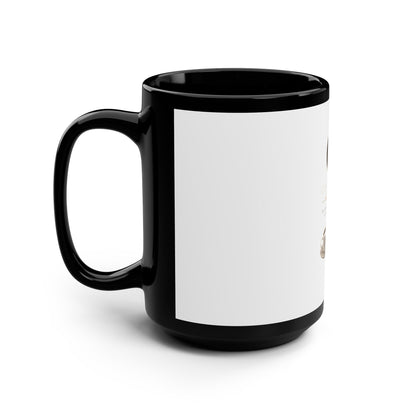 15oz Black Coffee Mug — 'Start with a Coffee' Ceramic Tea Cup Gift