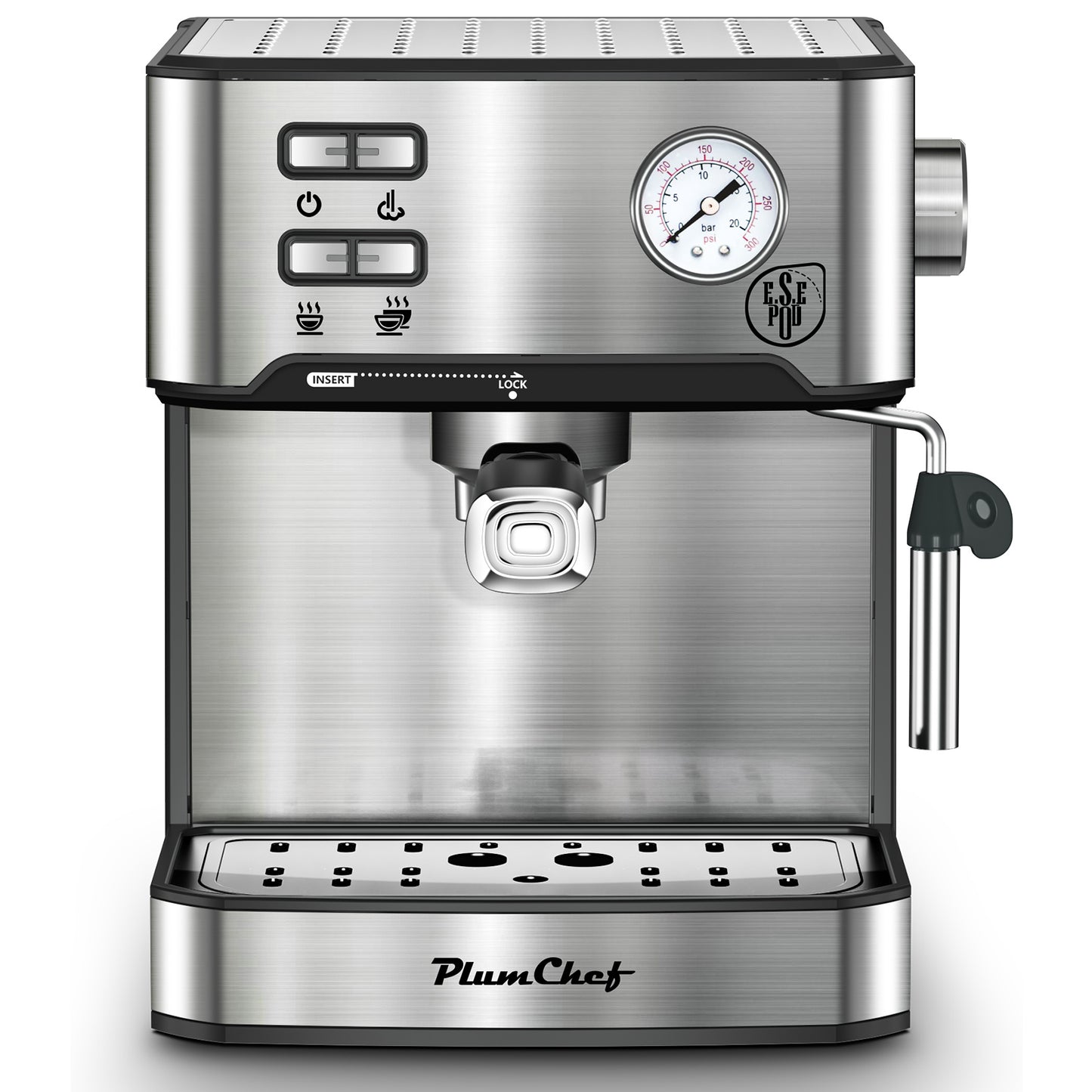 20 Bar Professional Espresso Machine With Milk Frother, Single Double Shot, ESE Pod Compatible, Visual Display Of Pressure, Removable Water Tank For Cappuccino, Latte, Machiato For Home Barista