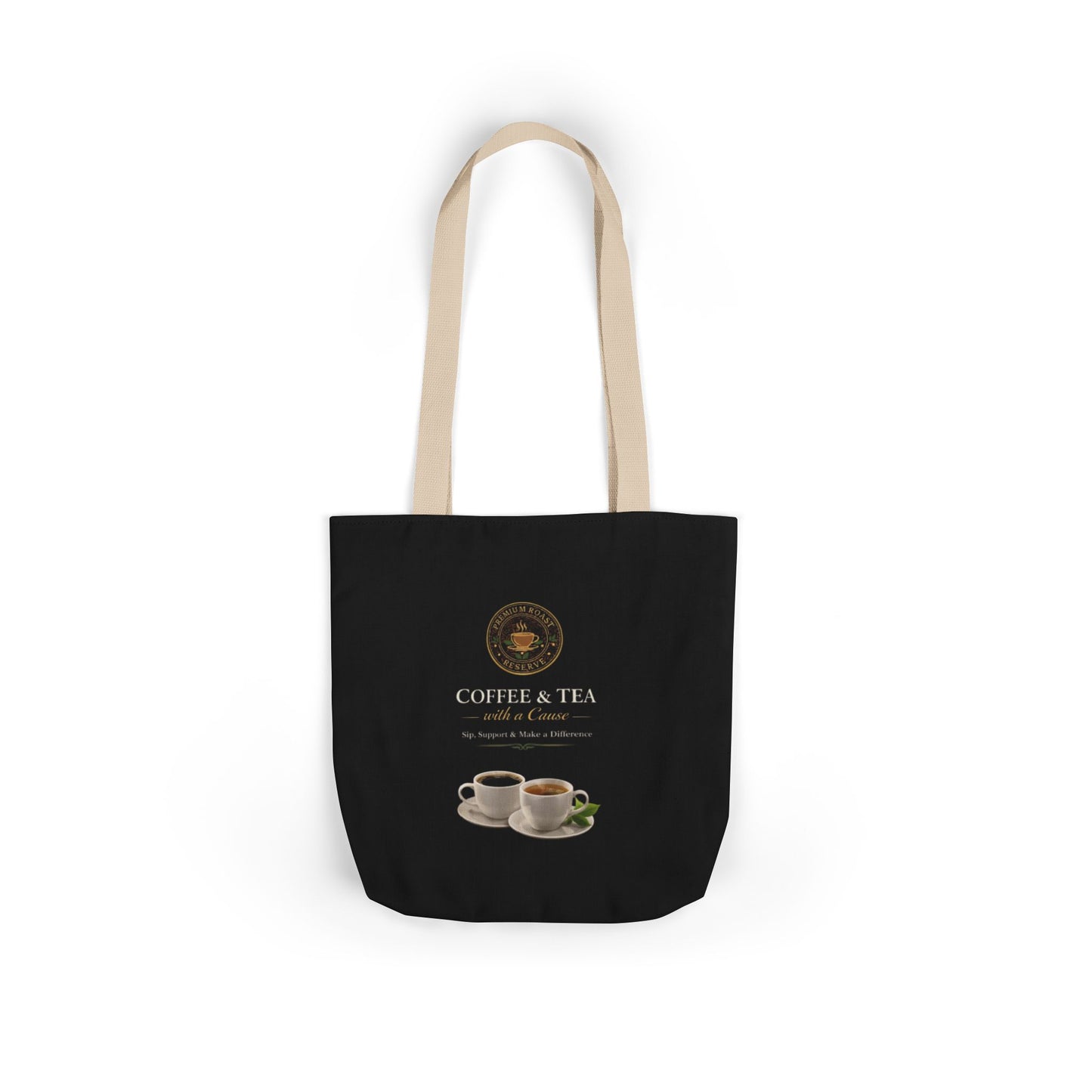 Coffee & Tea Canvas Tote Bag — Reusable Cafe Grocery Tote