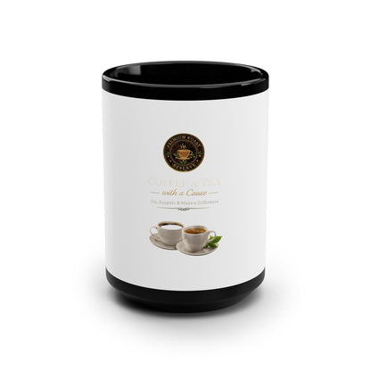 15oz Black Coffee Mug — 'Start with a Coffee' Ceramic Tea Cup Gift