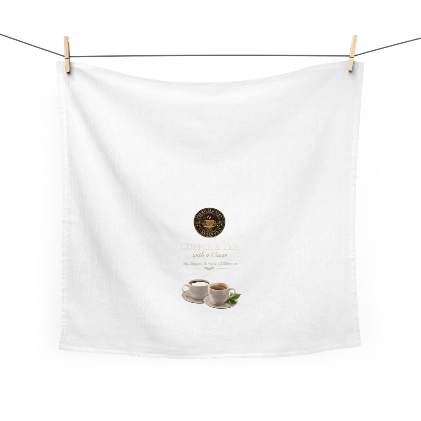 Coffee & Tea Tea Towel — 'Coffee & Tea Make a Cozy' Kitchen Dish Towel with Cups Design