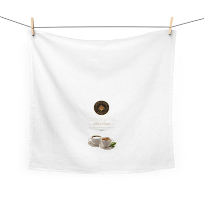 Coffee & Tea Tea Towel — 'Coffee & Tea Make a Cozy' Kitchen Dish Towel with Cups Design