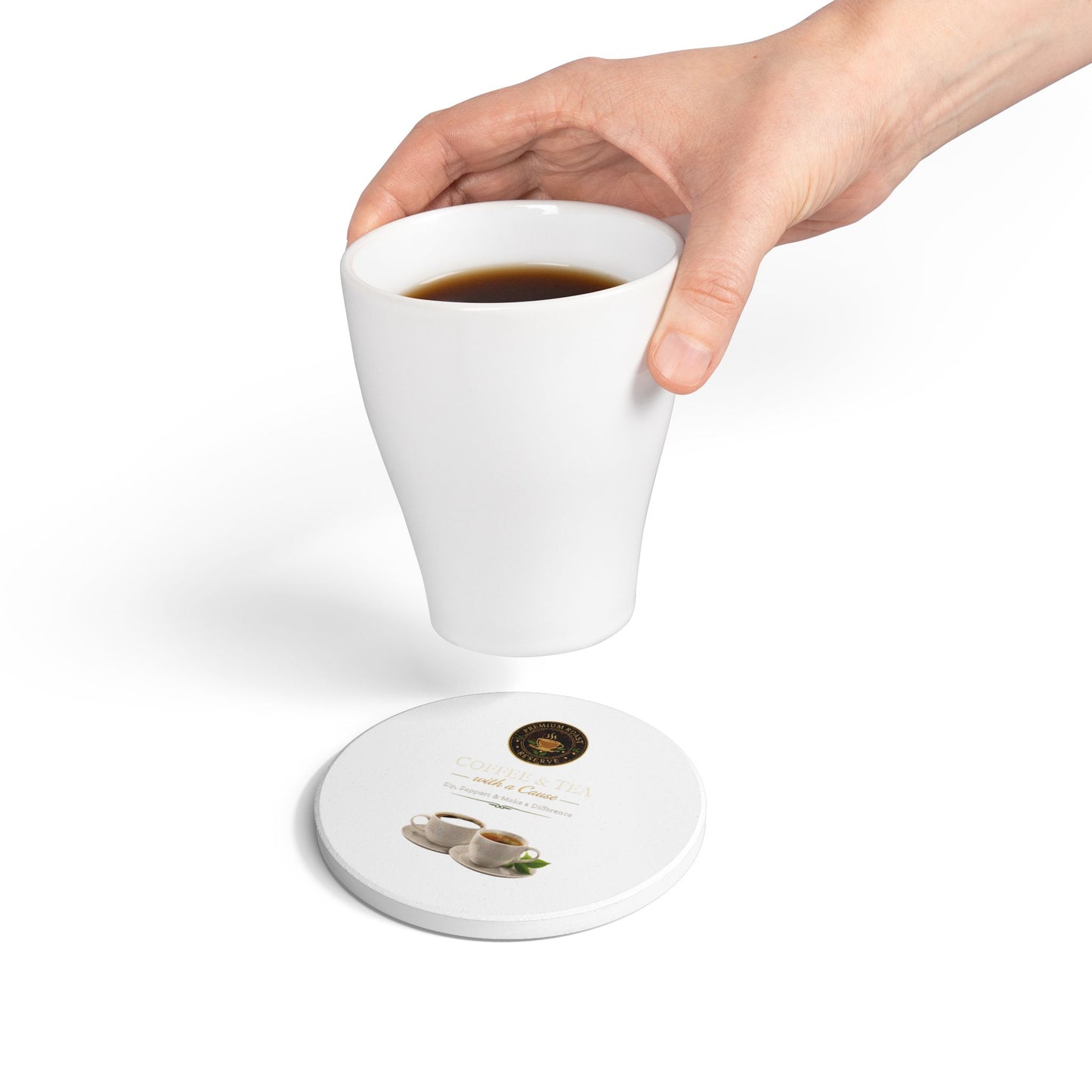 Coffee & Tea Ceramic Coaster — 'Coffee & Tea with a Cause' Fundraiser Drink Coaster
