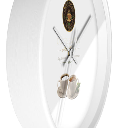 Coffee Lover Wall Clock — Café Logo & Espresso Cup Kitchen Decor