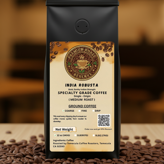 India Robusta (Medium Roast) Single Origin Coffee | COARSE GROUND GRIND