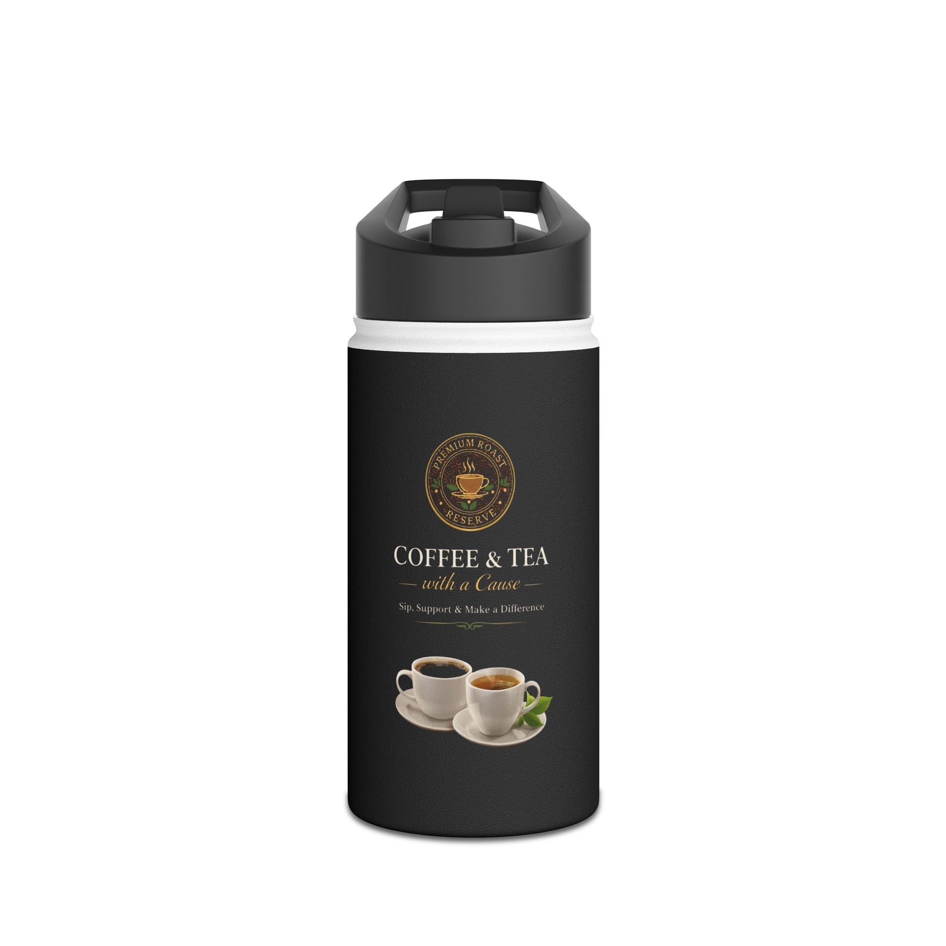 Coffee & Tea Stainless Steel Water Bottle — Insulated Travel Flask with 'Coffee & Tea with a Cause' Design