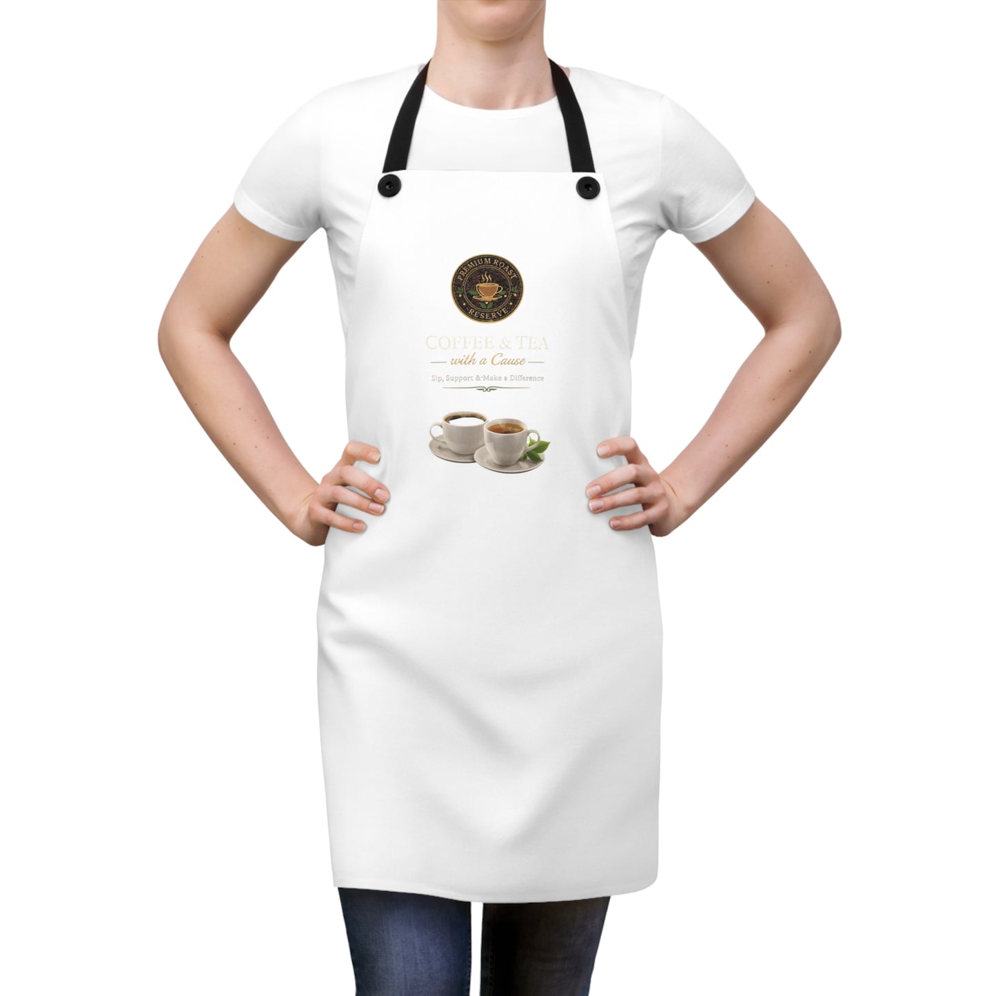 Coffee & Tea Apron – 'Coffee & Cream' Café Kitchen Apron with Cup Illustration