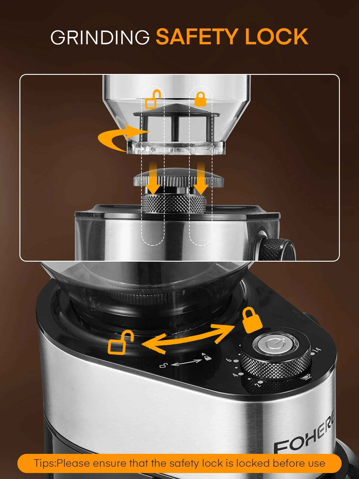 Electric Burr Coffee Grinder , 200W Upgrade, 18 Precise Grind Settings, 2-14 Cup Adjustable, Only for Grind Coffee, Black