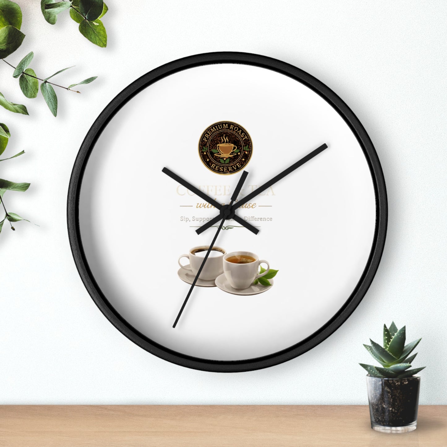 Coffee Lover Wall Clock — Café Logo & Espresso Cup Kitchen Decor
