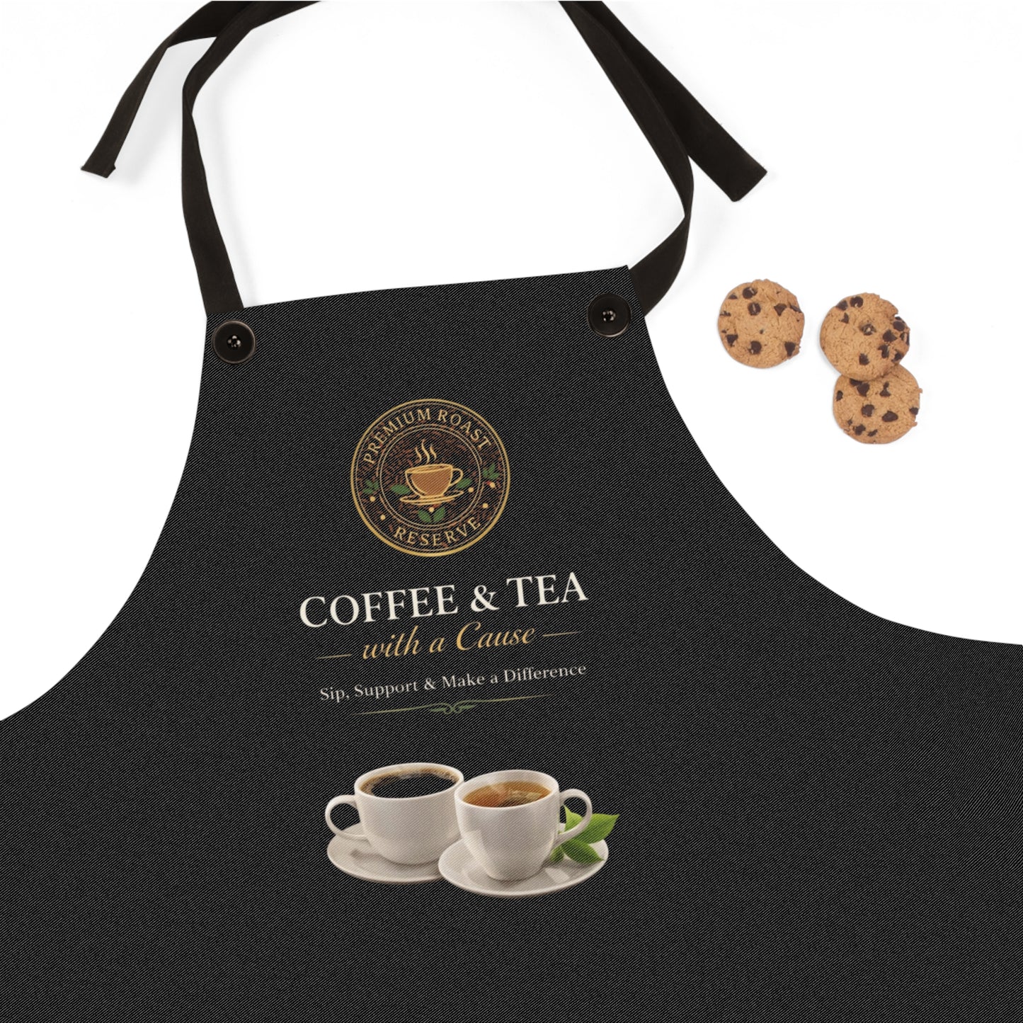 Coffee & Tea Apron — Barista Kitchen Apron with Cups Graphic