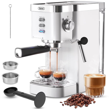 20 Bar Espresso Machine, Coffee Maker with Milk Frother，White