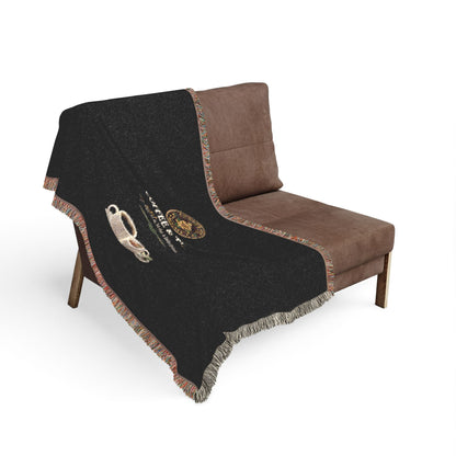 Coffee & Tea Woven Blanket — Cozy Café Throw with Cup Illustration