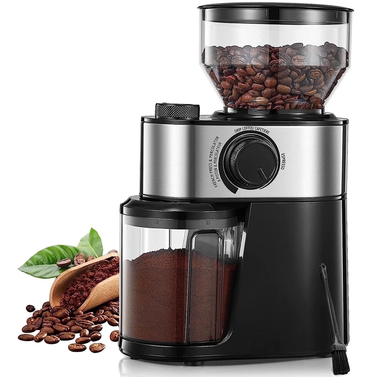 Electric Burr Coffee Grinder , 200W Upgrade, 18 Precise Grind Settings, 2-14 Cup Adjustable, Only for Grind Coffee, Black