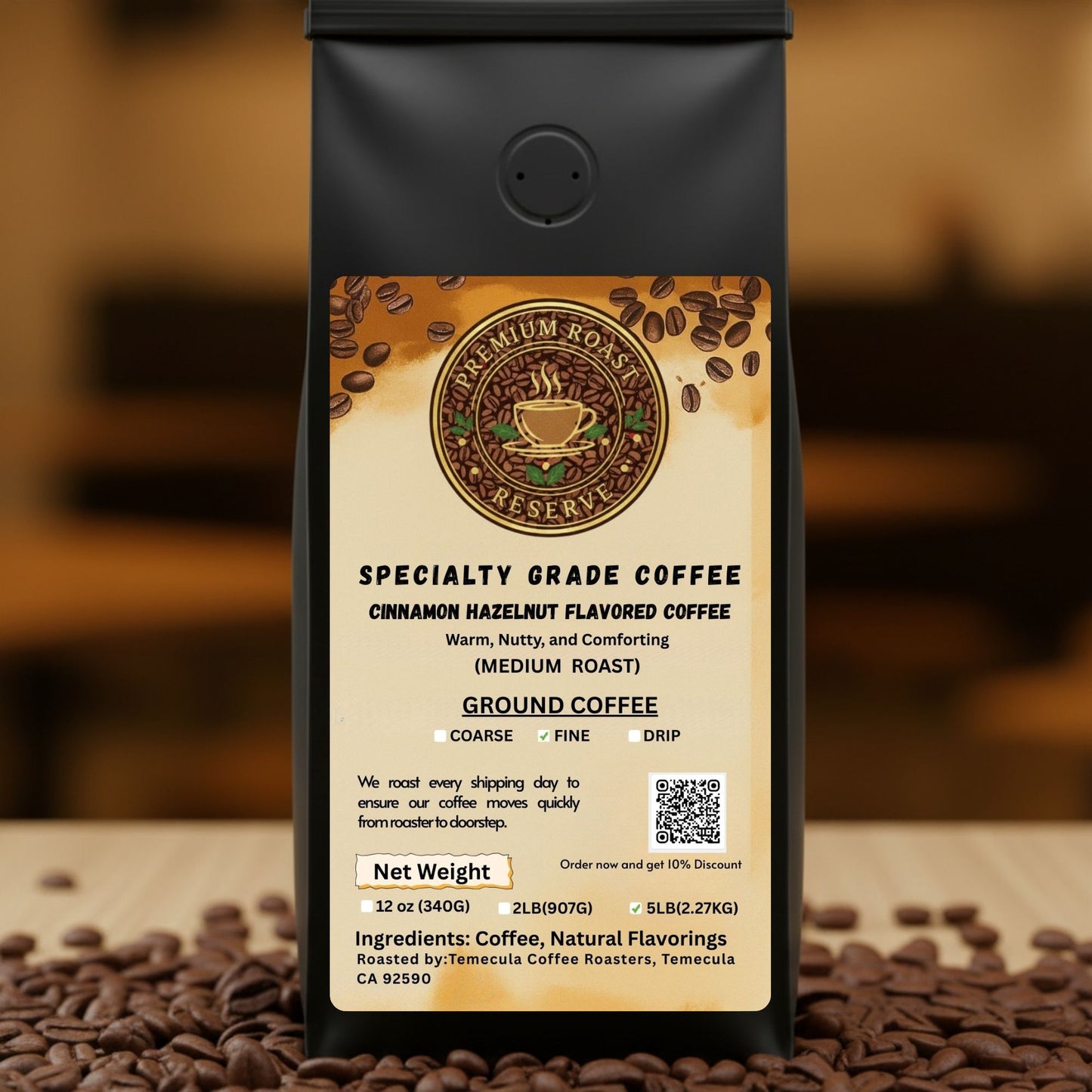 5 lbs Cinnamon Hazelnut Flavored Coffee