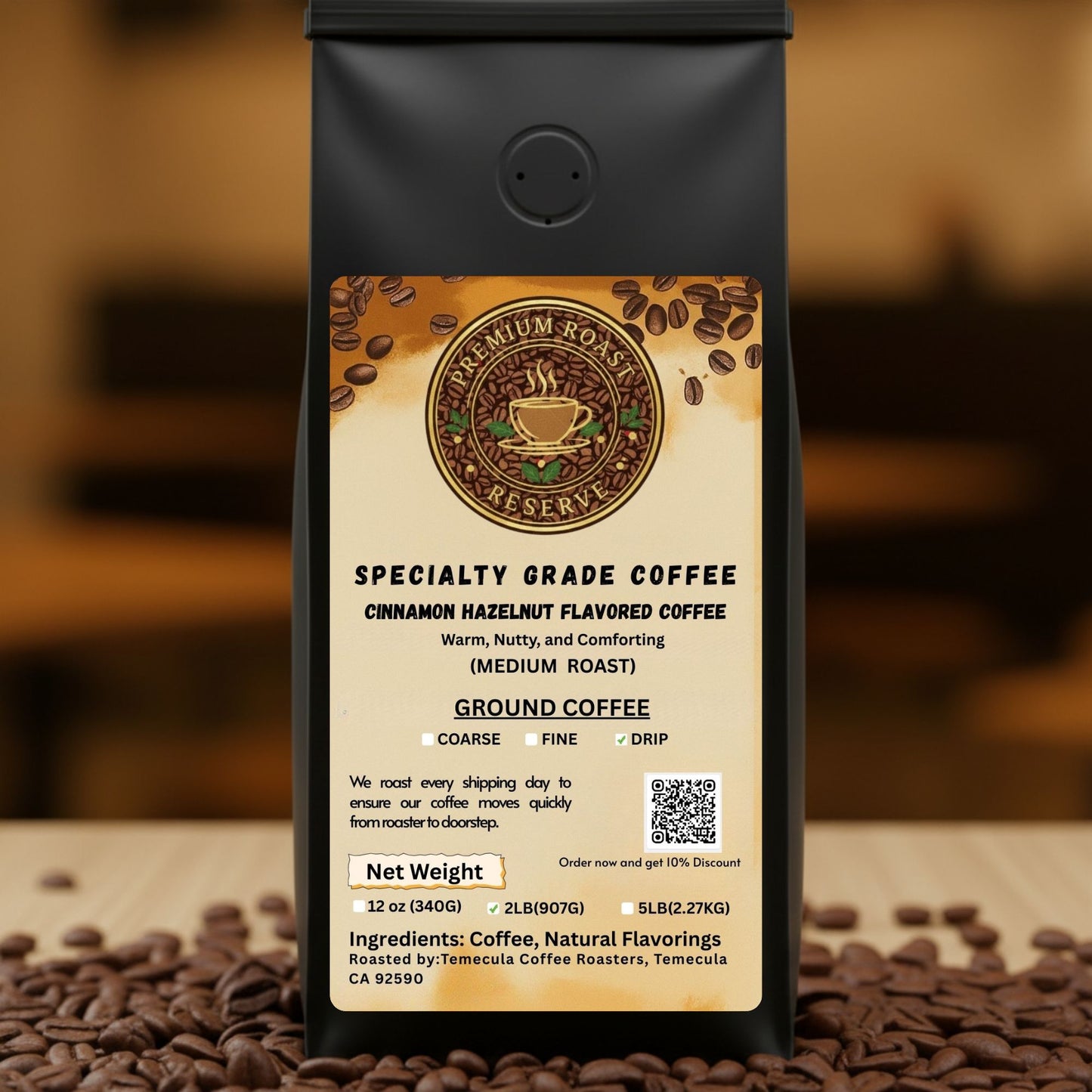 2 lbs Cinnamon Hazelnut Flavored Coffee