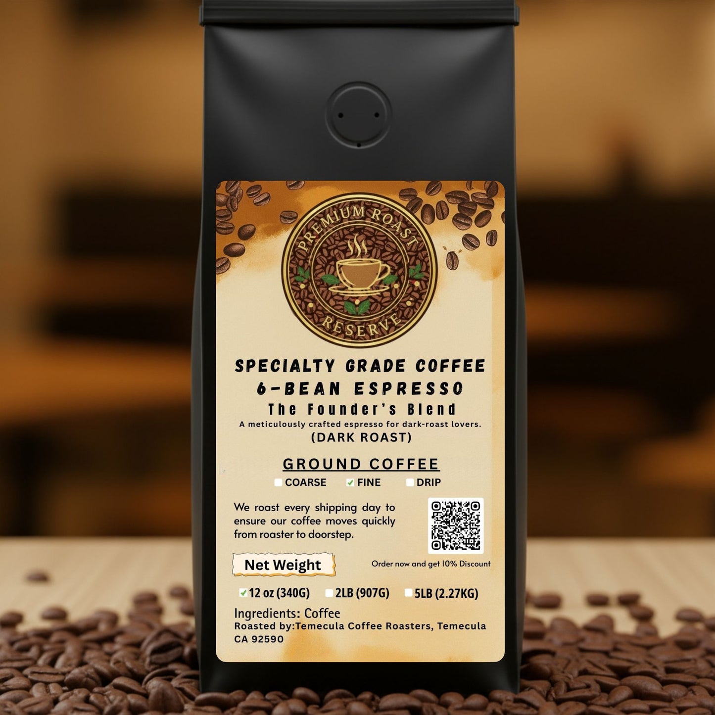 12 Oz | The Founder’s 6-Bean Espresso Blend Coffee - Dark Roast