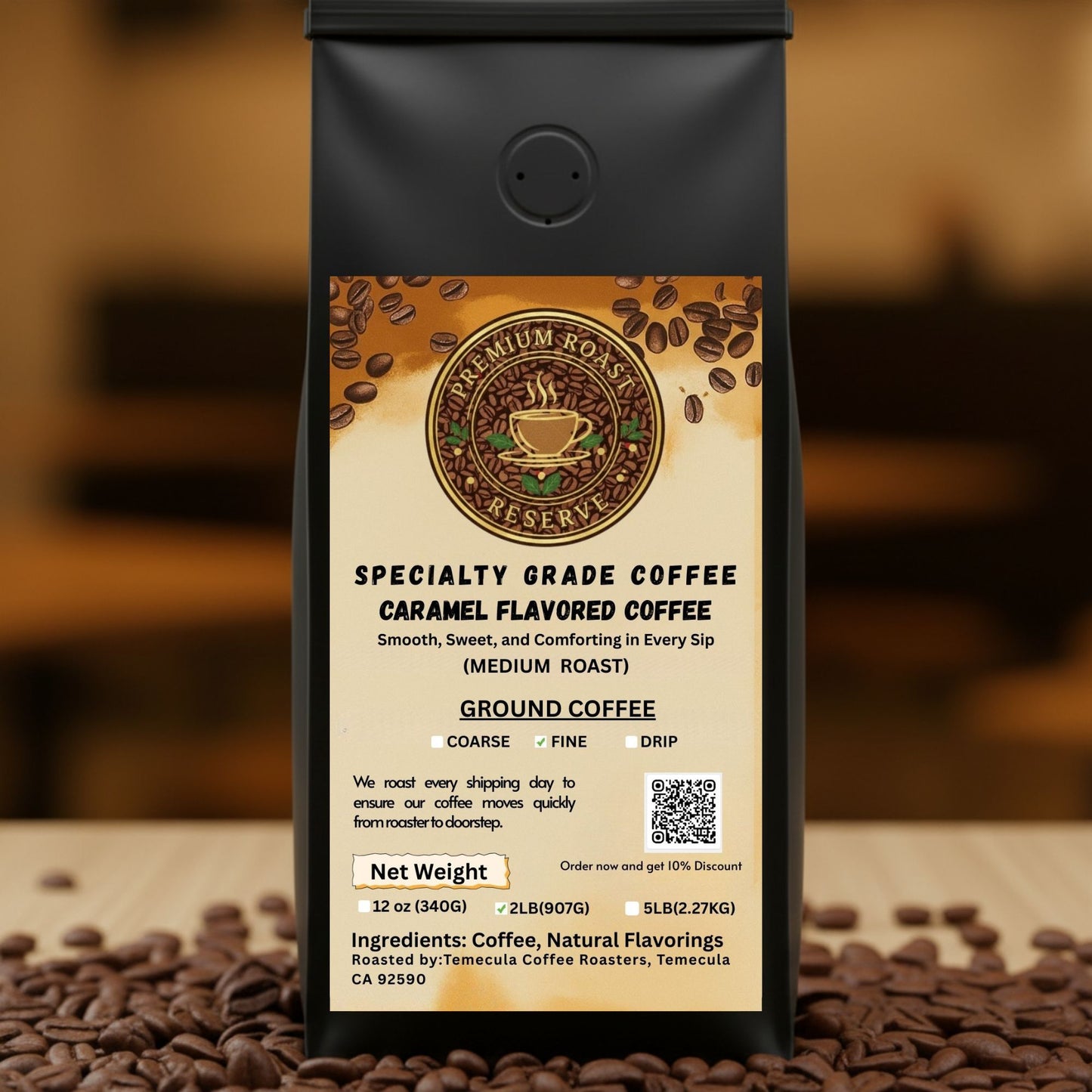 Caramel Flavored Coffee - Medium Roast | FINE GROUND GRIND
