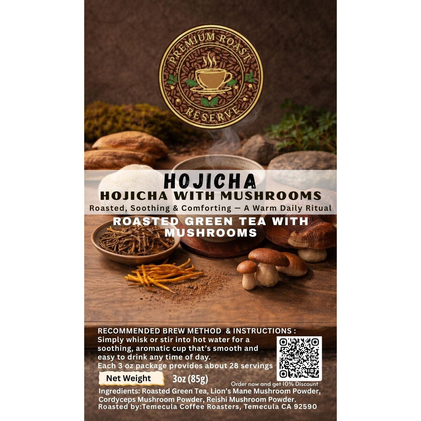 Hōjicha Powder with Mushrooms