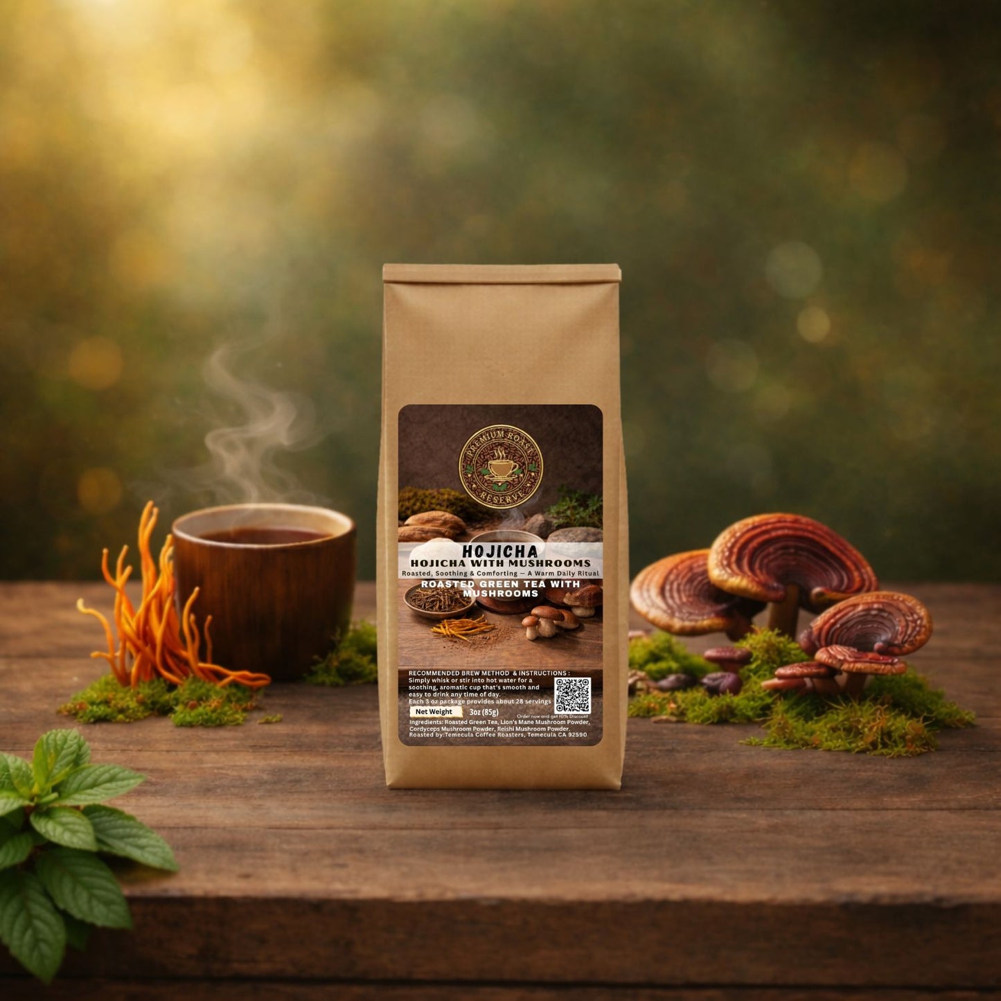 Hōjicha Powder with Mushrooms