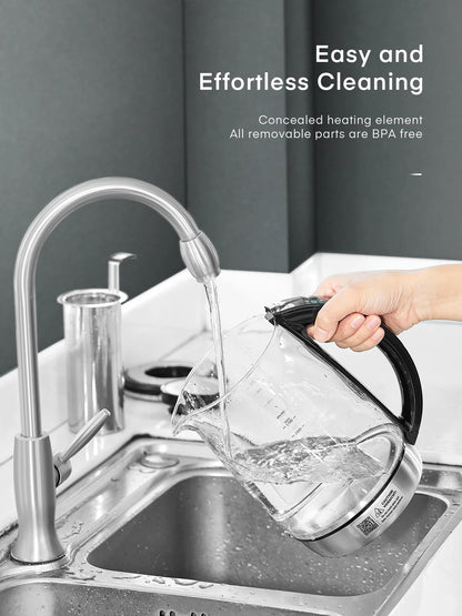 Electric Kettle with Variable Temperature Control -  Smart Glass Tea Kettle with 9 Presets - LCD Display - 2Hr Keep Warm - Removable Tea Infuser