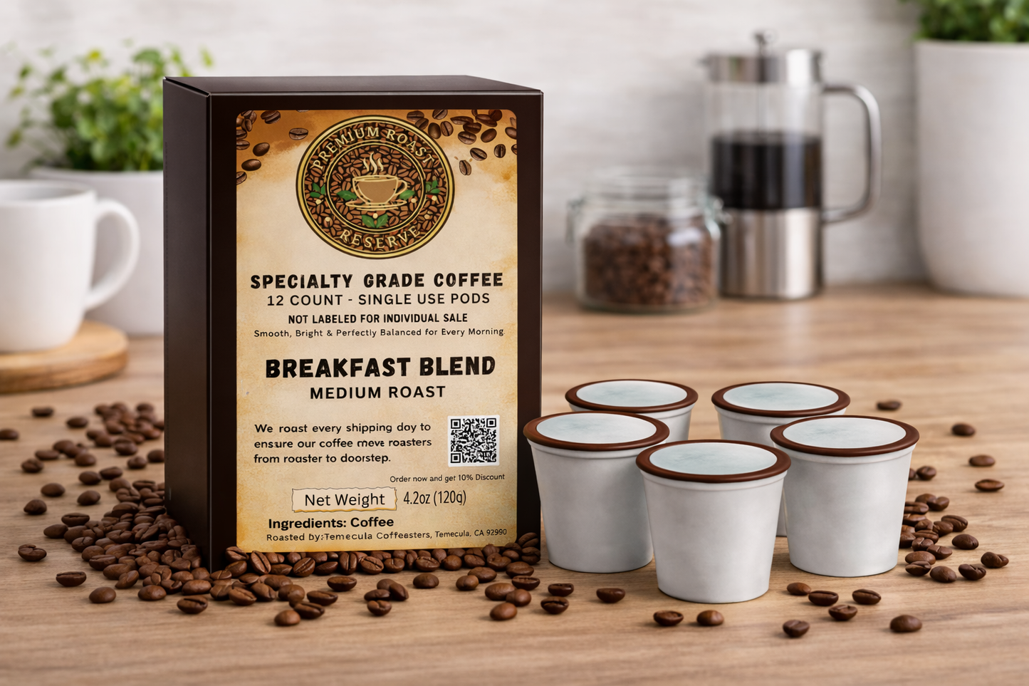 Breakfast Blend (Medium Roast)| Single-Use Coffee Pods