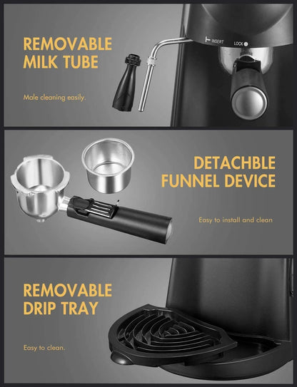 Espresso Machine,  3.5 Bar 4 Cup Steam Espresso Cappuccino Maker with Milk Frother, 800W, Black