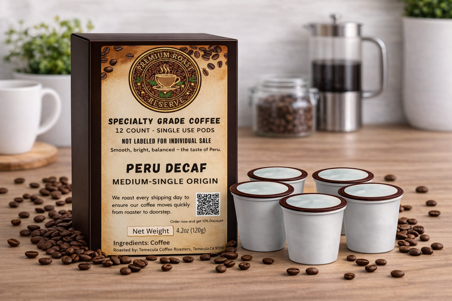 Peru Coffee Pods (Medium Roast)| Single-Use Coffee Pods