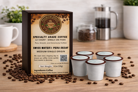 Decaf Swiss Water Process Peru Coffee Pods (Medium Roast)| Single-Use Coffee Pods